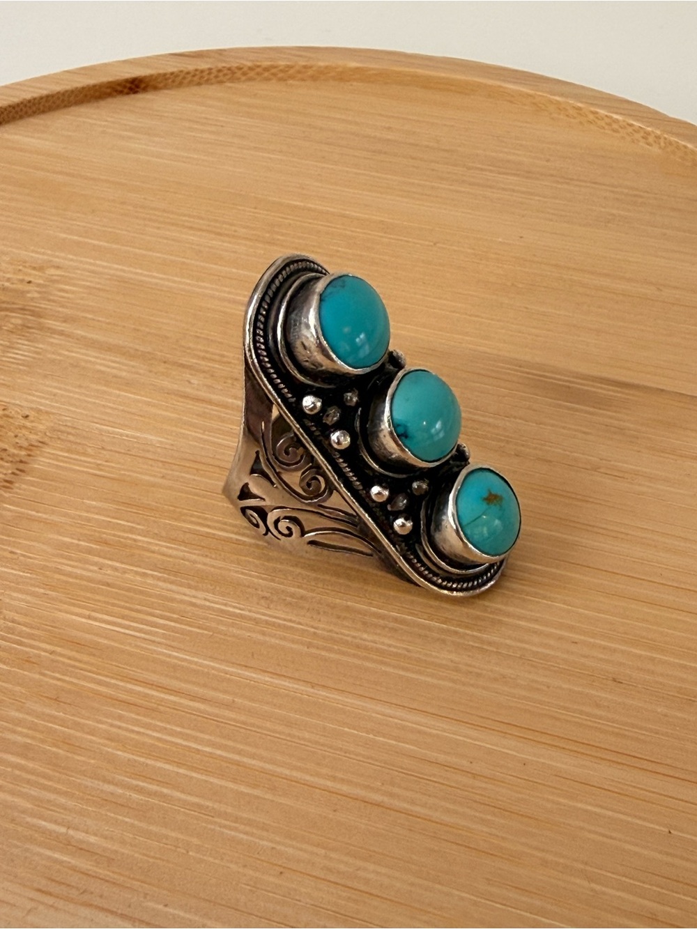 Silver Triple Turquoise ring - Picture 14 of 16